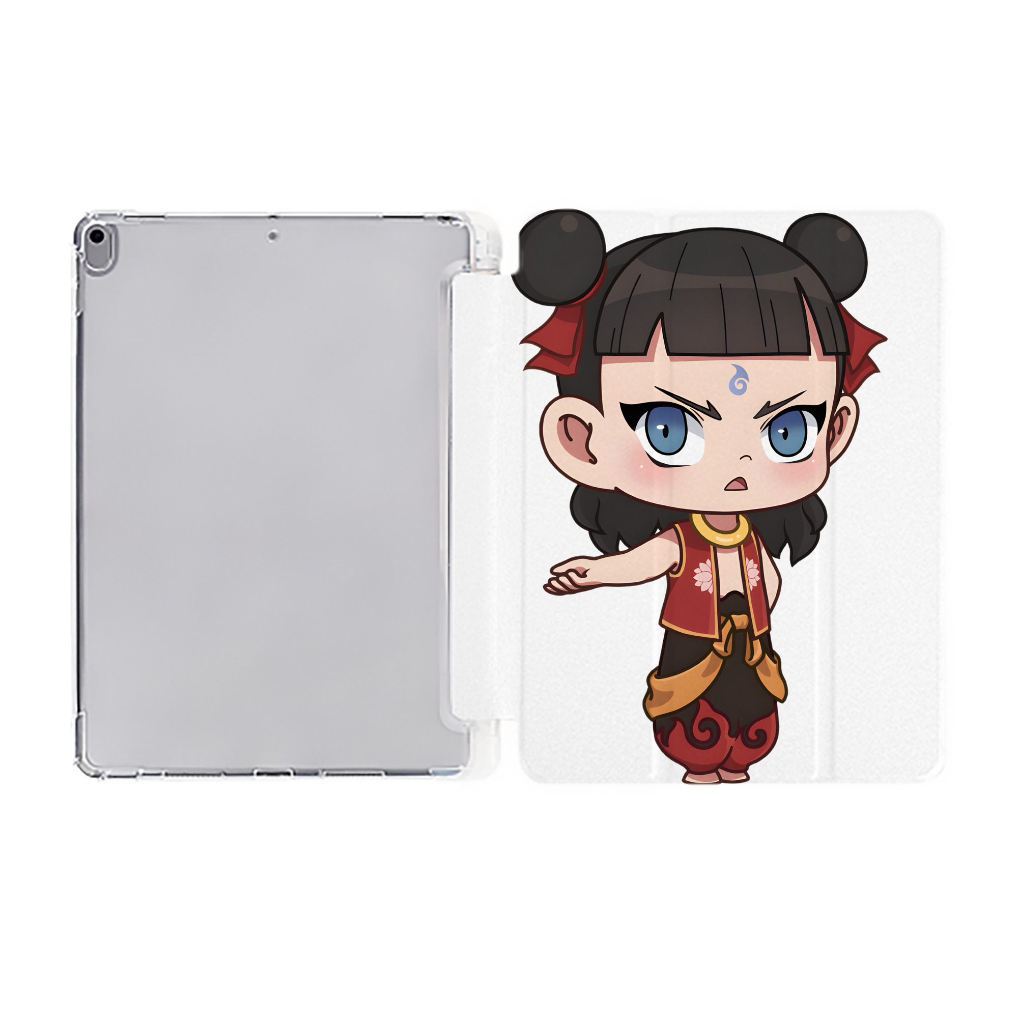 （画像用） Ne Zha 2 ナタ 魔童の大暴れ IPad ケース ペン収納付き 三つ折りスタンド PUレザー×シリコン 対応機種9.5/10.5/10.9インチ